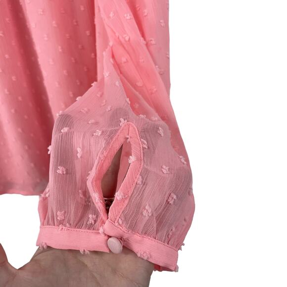 J. Crew Factory Light Pink Long Sleeve Clip Dot Smocked Top Womens Small - Picture 3 of 5